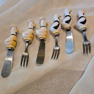 Duck Hors-d’oeurve Cheese Knife/Fork Spreaders set of 6